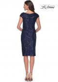 Picture of: Off the Shoulder Sequin Short Evening Dress with Ruching in Navy, Style: 30323, Detail Picture 2