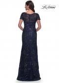 Picture of: Gorgeous Beaded Long Gown with Short Sleeves and V Neck in Navy, Style: 30798, Detail Picture 2