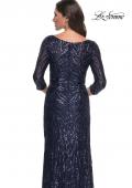 Picture of: Print Sequin Gown with High Neckline and Sleeves in Navy, Style: 30807, Detail Picture 2