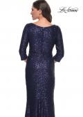 Picture of: Long Sequin Gown with Ruching and Draped Skirt in Navy, Style: 30879, Detail Picture 2