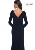 Picture of: Chic Jersey Long Dress with Ruffle Detail Skirt in Navy, Style: 30881, Detail Picture 2