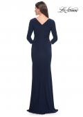 Picture of: Long Jersey Evening Dress with Square Neckline and Sleeves in Navy, Style: 30883, Detail Picture 2