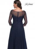 Picture of: Rhinestone Embellished A-Line Tulle and Lace Evening Dress in Navy, Style: 31235, Detail Picture 2