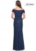 Picture of: Off the Shoulder Beaded Lace Evening Gown in Navy, Style: 31679, Detail Picture 2