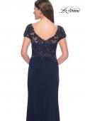 Picture of: Chic Jersey and Lace Evening Dress with Short Sleeves in Navy, Style: 31805, Detail Picture 2