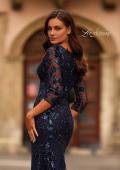 Picture of: Three Quarter Sleeve Sequin Lace Mother of the Bride Dress in Navy, Style: 31836, Detail Picture 2