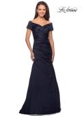 Picture of: Satin Off the Shoulder Dress with Beaded Sleeves, Style: 25996, Detail Picture 3
