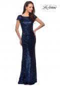 Picture of: Fully Sequined Long Dress with Short Sleeves in Navy, Style: 27079, Detail Picture 3