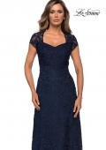 Picture of: Cap Sleeve Floral Gown with Sweetheart Neckline in Navy, Style: 27951, Detail Picture 3