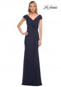 Picture of: Elegant Net Jersey Long Gown with Ruching in Blue, Style: 29996, Detail Picture 3