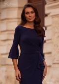 Picture of: Simple Evening Dress with Three Quarter Bell Sleeve and High Neckline in Navy, Style: 29999, Detail Picture 3