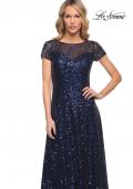 Picture of: Stunning Beaded Gown with Short Sleeves in Blue, Style: 30122, Detail Picture 3