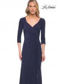 Picture of: Elegant Jersey Dress with Ruching and Ruffle Detail in Blue, Style: 30177, Detail Picture 3