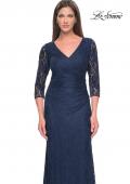 Picture of: Stretch Lace Evening Dress with Ruching in Navy, Style: 30379, Detail Picture 3