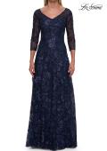 Picture of: Beautiful Lace Mother of the Bride Gown with V Neckline in Navy, Style: 30803, Detail Picture 3