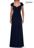 Picture of: Jersey Evening Dress with Cap Sleeves and Ruching in Navy, Style: 30874, Detail Picture 3