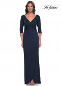 Picture of: Simple Chic Jersey Dress with Ruched Waist and V Neckline in Navy, Style: 31014, Detail Picture 3