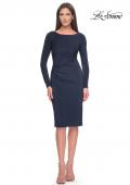 Picture of: Short Simple Jersey Dress with Flattering Ruching in Navy, Style: 31015, Detail Picture 3