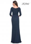 Picture of: Chic Long Evening Gown with High Neck and Ruffle Detail in Navy, Style: 31705, Detail Picture 3