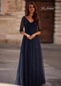 Picture of: Rhinestone Tulle Gown with Full Skirt and Ruched Bodice in Navy, Style: 32460, Detail Picture 3