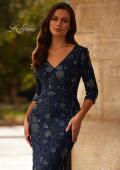 Picture of: Stunning Beaded Stretch Net Jersey Gown in Navy, Style: 33092, Detail Picture 3