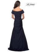 Picture of: Satin Off the Shoulder Dress with Beaded Sleeves, Style: 25996, Detail Picture 4