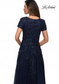Picture of: A-line Lace and Tulle Evening Dress with Beading in Navy, Style: 28037, Detail Picture 4