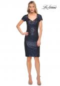 Picture of: Knee Length Sequin Dress with Short Sleeves in Navy, Detail Picture 4