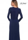 Picture of: Long Sleeve Jersey Dress with Criss-Criss Front Ruching in Navy, Detail Picture 4