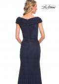 Picture of: Elegant Net Jersey Long Gown with Ruching in Blue, Style: 29996, Detail Picture 4