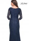Picture of: Stretch Lace Evening Dress with Ruching in Navy, Style: 30379, Detail Picture 4