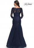 Picture of: Mermaid Tulle and Lace Dress with Scallop Detailed Neckline in Navy, Style: 30823, Detail Picture 4