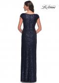 Picture of: Sequin Evening Dress with Ruching and V Neckline in Navy, Style: 30865, Detail Picture 4