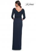 Picture of: Simple Chic Jersey Dress with Ruched Waist and V Neckline in Navy, Style: 31014, Detail Picture 4