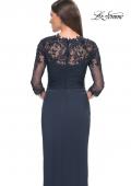 Picture of: Long Jersey Evening Dress with Lace Sleeves in Navy, Style: 31659, Detail Picture 4