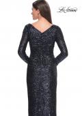 Picture of: Long Sleeve Sequin Evening Dress with Ruching in Navy, Style: 31698, Detail Picture 4