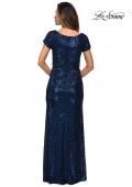 Picture of: Long Sequin Evening Dress with Cap Sleeves in Navy, Style: 27916, Detail Picture 5