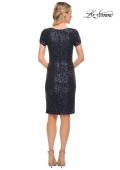 Picture of: Knee Length Sequin Dress with Short Sleeves in Navy, Detail Picture 5
