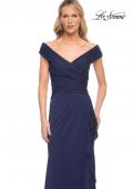 Picture of: Long Luxurious Jersey Off the Shoulder Evening Gown in Blue, Style: 30040, Detail Picture 5