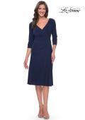 Picture of: Chic Tea Length Jersey Dress with Ruching in Navy, Style: 30069, Detail Picture 5