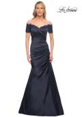 Picture of: Off the Shoulder Satin and Lace Mermaid Pleated Gown, Style: 30199, Detail Picture 5