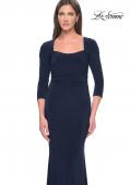 Picture of: Long Jersey Evening Dress with Square Neckline and Sleeves in Navy, Style: 30883, Detail Picture 5