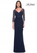 Picture of: Evening Gown with Illusion Rhinestone Sleeves in Navy, Style: 31777, Detail Picture 5