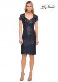 Picture of: Knee Length Sequin Dress with Short Sleeves in Navy, Detail Picture 6