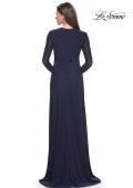 Picture of: Long Sleeve Jersey Evening Dress with Ruching Detail in Navy, Style: 30048, Detail Picture 6