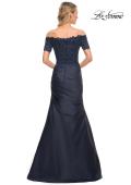 Picture of: Off the Shoulder Satin and Lace Mermaid Pleated Gown, Style: 30199, Detail Picture 6