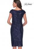 Picture of: Off the Shoulder Sequin Short Evening Dress with Ruching in Silver, Style: 30323, Detail Picture 6