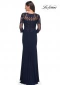 Picture of: Lace and Net Jersey Gown with Illusion Sleeves in Hunter Green, Style: 30384, Detail Picture 6