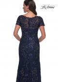 Picture of: Gorgeous Beaded Long Gown with Short Sleeves and V Neck in Navy, Style: 30798, Detail Picture 6