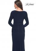 Picture of: Long Jersey Evening Dress with Draped Neckline in Navy, Style: 30813, Detail Picture 6